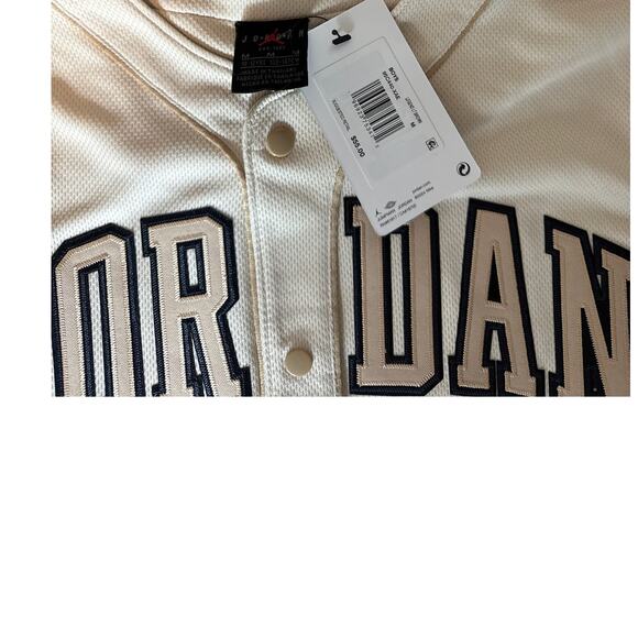 NWT Jordan Baseball Jersey Snap Down Retro Brown Tan Size Youth Medium 10/12 - Picture 3 of 3